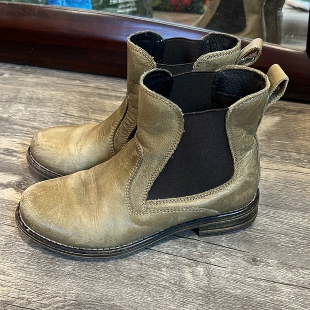 Eric Michael Khaki and Black Ankle Booties